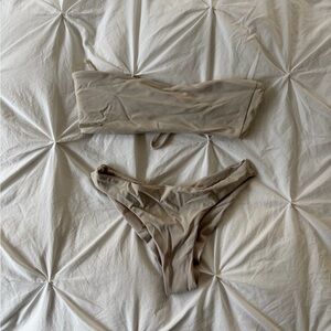 Sandmade Swimwear Beige Strapless Bikini Set